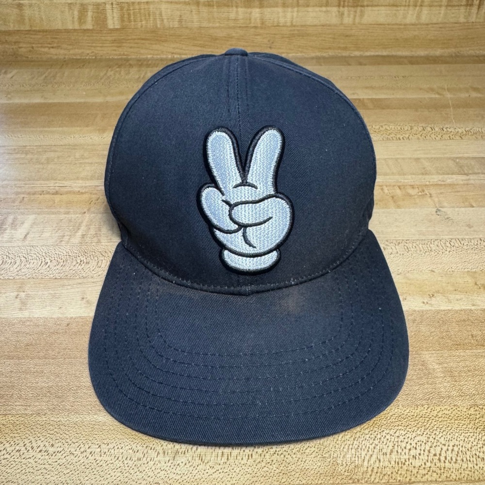 Disney Parks Mickey Mouse Peace Sign Hand Snapback Hat Black Walt Disney World
